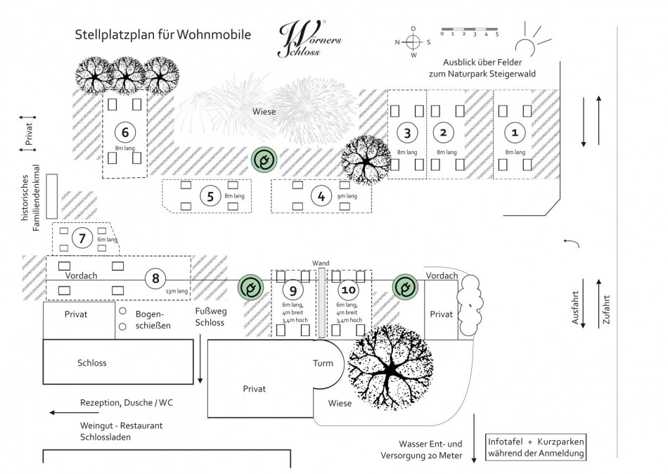 Stellplatzplan für Wohnmobile und Wohnwagen