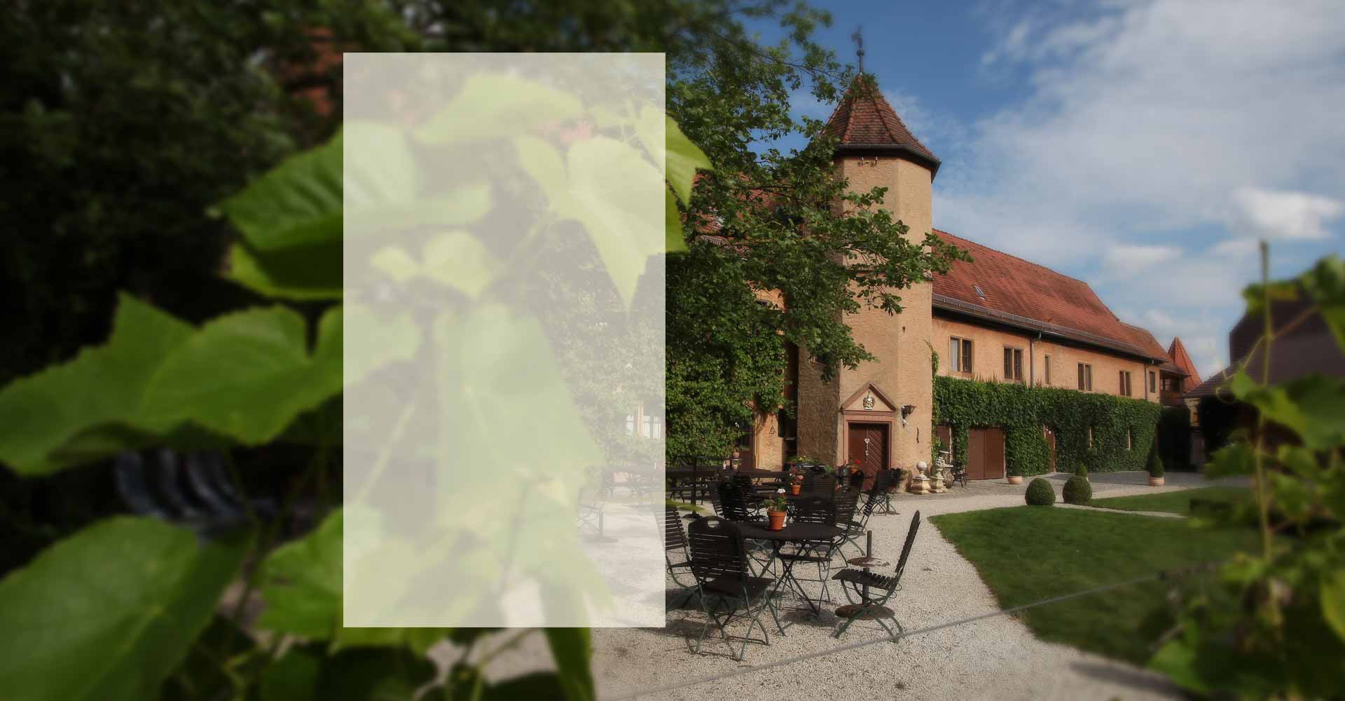 Wein- und Biergarten mit fränkischer Küche vom Schlossrestaurant Biergarten Freisitz Weinrestaurant