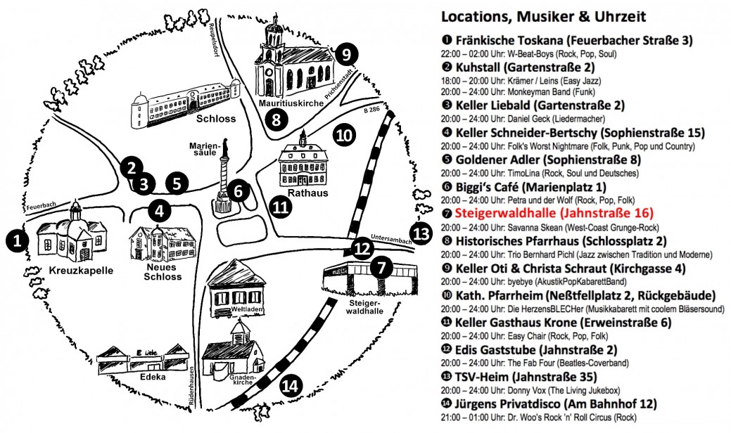 Musikmeile Wiesentheid Orte und Bands